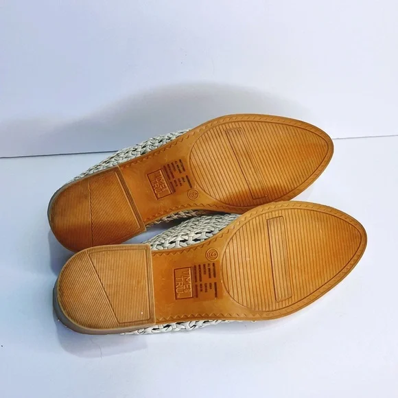 Cream Woven Block Heel Western Mule Women's 9 Casual Slip On - Picture 8 of 8